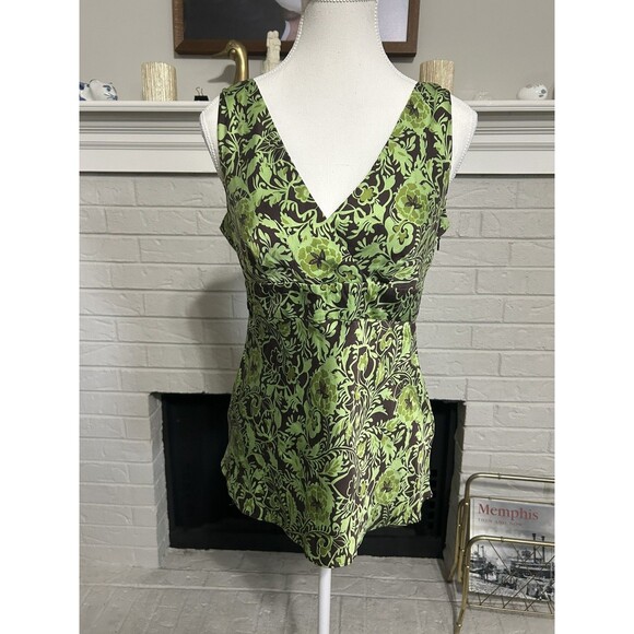 Y2K INC Silk Babydoll Cami Top Women Size 6 Small Green Camisole Fairy Boho - Picture 1 of 5